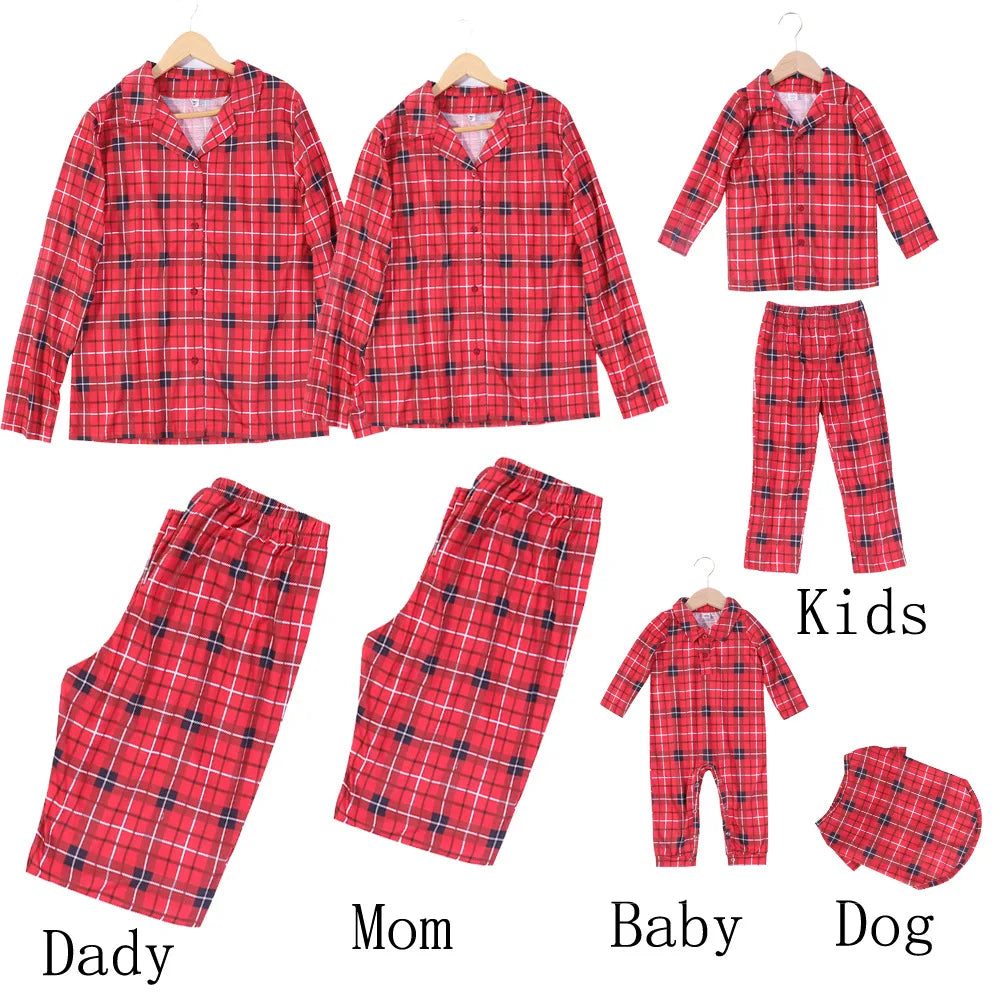 Christmas Family Matching Pajamas Mother Daughter Father Son Clothing Set Women Girls Boys Red Striped Sleepwear Family Look